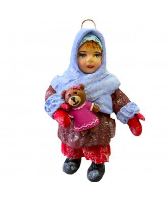 Ёлочная игрушка "Девочка с медвежонком" (Дарослава)
