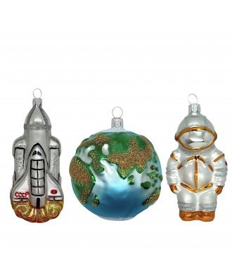 набор  ёлочных игрушек "Космический"  в сувенирной упаковке (Ёлочка) золотистая отделка