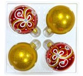набор ёлочных шаров 4 х 60 мм "Флёр" (Ёлочка) красный