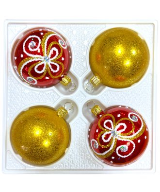 набор ёлочных шаров 4 х 60 мм "Флёр" (Ёлочка) красный