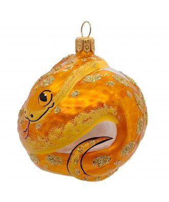 Ёлочный шар 75 мм "Талисман Змея" (Ёлочка) золотистый