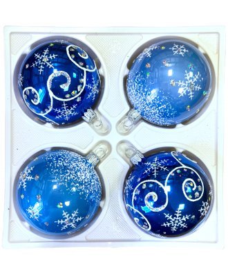 набор ёлочных шаров 4 х 75 мм "Заснеженный" (Ёлочка) синий