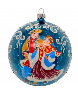 Ёлочный шар 115 мм "Ледяные кружева" (Ёлочка) бирюзовый