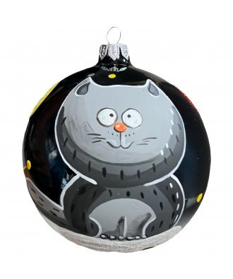 Ёлочный шар 100 мм "Лунный Кот" (Рождественское яблоко)