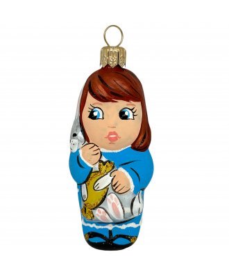 Ёлочная игрушка "Девочка с зайчиком" (Иней)
