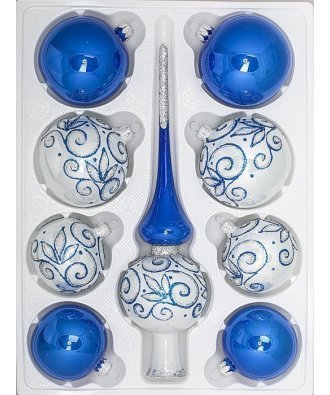 набор ёлочных шаров  с верхушкой "Признание" синий  (Ёлочка)