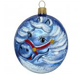 Ёлочная игрушка - медальон "Зодиак Лошадка" (Ёлочка) синяя