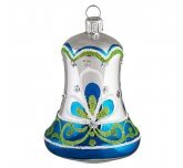 Ёлочная игрушка колокольчик "Радость" серебристо-синий (Ёлочка)