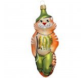 Ёлочная игрушка "Кот рыболов" в зелёном (Бирюсинка)