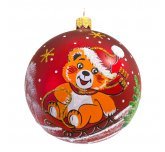 Ёлочный шар 85 мм "Мишка на санках" (Ёлочка)