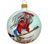 Ёлочный шар 100 мм "Баба Яга" (Рождественское яблоко)