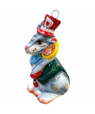 Ёлочная игрушка "Мартовский кролик с часами" (Лефортовский фарфор)