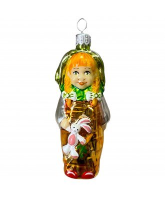 Ёлочная игрушка "Девочка Морковка" рыжая (Гласс Алмаз)