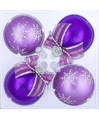 набор ёлочных шаров 4х75мм "Романтика" (Ёлочка) фиолетовый
