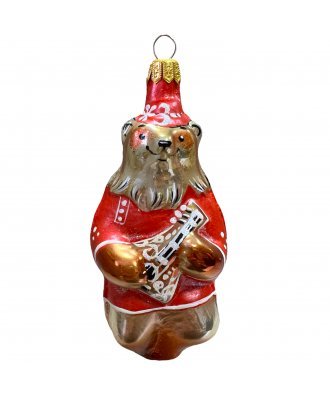 Ёлочная игрушка "Медведь с балалайкой" (Бирюсинка) в красном