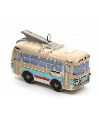 Ёлочная игрушка "Троллейбус" (Фарфоровая мануфактура)