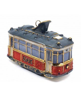 Ёлочная игрушка "Ретро-трамвай" (Фарфоровая мануфактура)