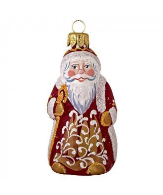 Ёлочная игрушка "Дед Мороз в красной шубе" (Винтажный шар)
