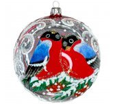 Ёлочный шар 115 мм  "Снегири" (Ёлочка) красный