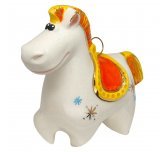 Ёлочная игрушка "Коник" рыже-жёлтое седло  (Фарфоровая мануфактура)