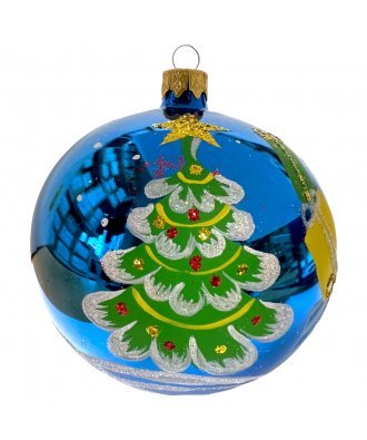Ёлочный шар 100 мм "Ёлки разноцветные" (Бирюсинка)