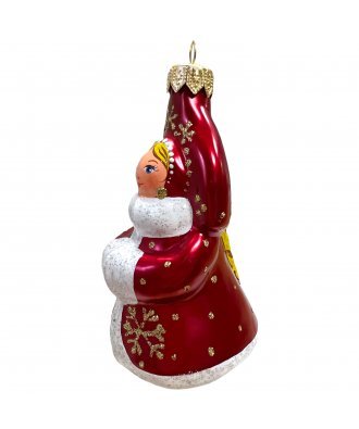 Ёлочная игрушка "Снегурочка в шубке со снежинками" в красном (ЭВИС) 