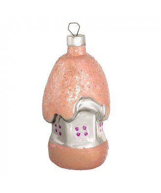 ёлочная игрушка "Домик заснеженный" (Туймазы) персиковый