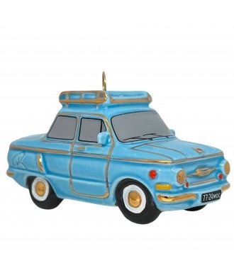 Ёлочная игрушка "Запорожец с багажником" (Фарфоровая мануфактура)голубой