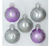 набор ёлочных шаров 5х60мм "Полонез" (Ёлочка) серебристо-сиреневый