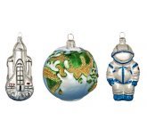 набор ёлочных игрушек "Космический"  в сувенирной упаковке (Ёлочка) голубая отделка