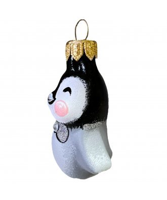 Ёлочная игрушка "Пингвинчик с серебристой бабочкой" (Мария)