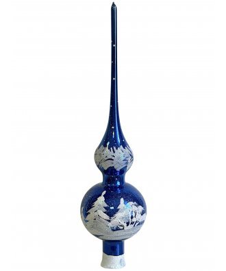 верхушка на ёлку "Лесной пейзаж.Синий" (Винтажный шар)