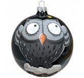 Ёлочный шар 100 мм "Сова" (Рождественское яблоко) на трубе