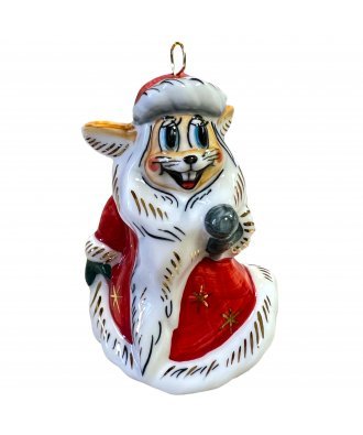 Ёлочная игрушка "Заяц в шубке "Ну, погоди" (Лефортовский фарфор)