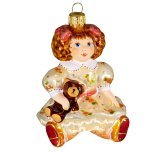 Ёлочная игрушка "Кукла в бежевом платье с медвежонком" (Ариель)