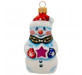 Ёлочная игрушка "Снеговик Антошка" (Рождественское яблоко) звезда малиновая