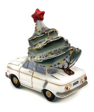Ёлочная игрушка "Машинка с ёлкой" (Фарфоровая мануфактура)