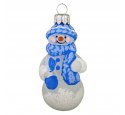 Ёлочная игрушка "Снеговик в синем шарфике" (Винтажный шар)