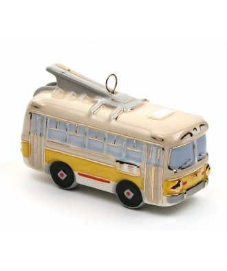 Ёлочная игрушка "Троллейбус" (Фарфоровая мануфактура)