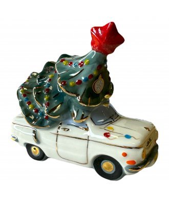 Ёлочная игрушка "Машинка с ёлкой" (Фарфоровая мануфактура)