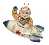 Ёлочная игрушка "Ракета с космонавтом" (Фарфоровая мануфактура СПб)
