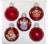 набор ёлочных шаров 5х60мм  "Рождественский" (Ёлочка) красный