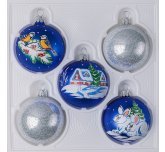 набор ёлочных шаров 5х60 мм "Стужа" (Ёлочка) сине-серебристый