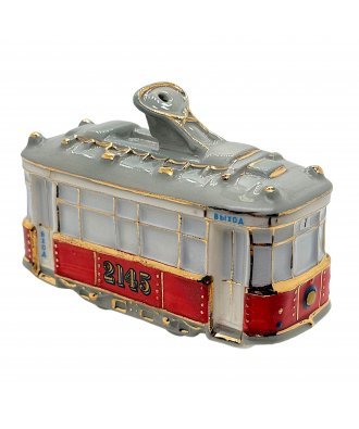 Ёлочная игрушка "Ретро-трамвай" (Фарфоровая мануфактура)