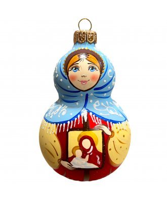 Ёлочная игрушка "Девочка с иконой" (Винтажный шар) 