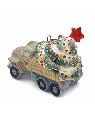 Ёлочная игрушка "Грузовик с ёлкой" (Фарфоровая мануфактура)