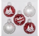 набор ёлочных шаров 5 х 60 мм "Праздник"(Ёлочка ) красно-белый