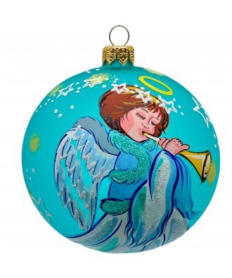 Ёлочный шар 100 мм "Ангел с трубой" (Винтажный шар)