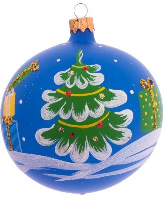 Ёлочный шар 100 мм "Ёлки разноцветные" (Бирюсинка)