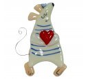 Новогодняя витражная игрушка "Мышонок в тельняшке с сердцем" (м. Glassnaya)